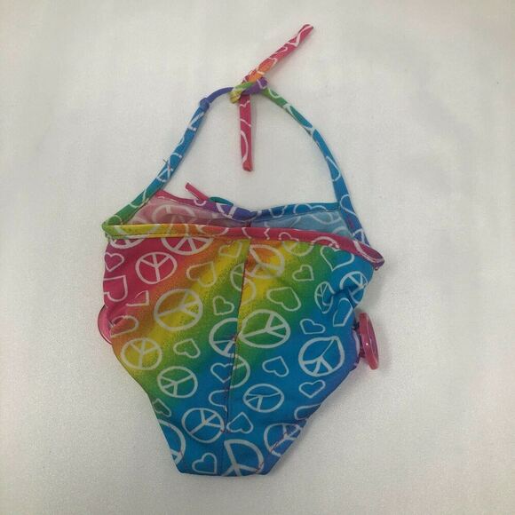 Build A Bear Rainbow Peace Sign Bathing Swimsuit Wrap & Top BABW SunGlasses 4-pc - Picture 5 of 12